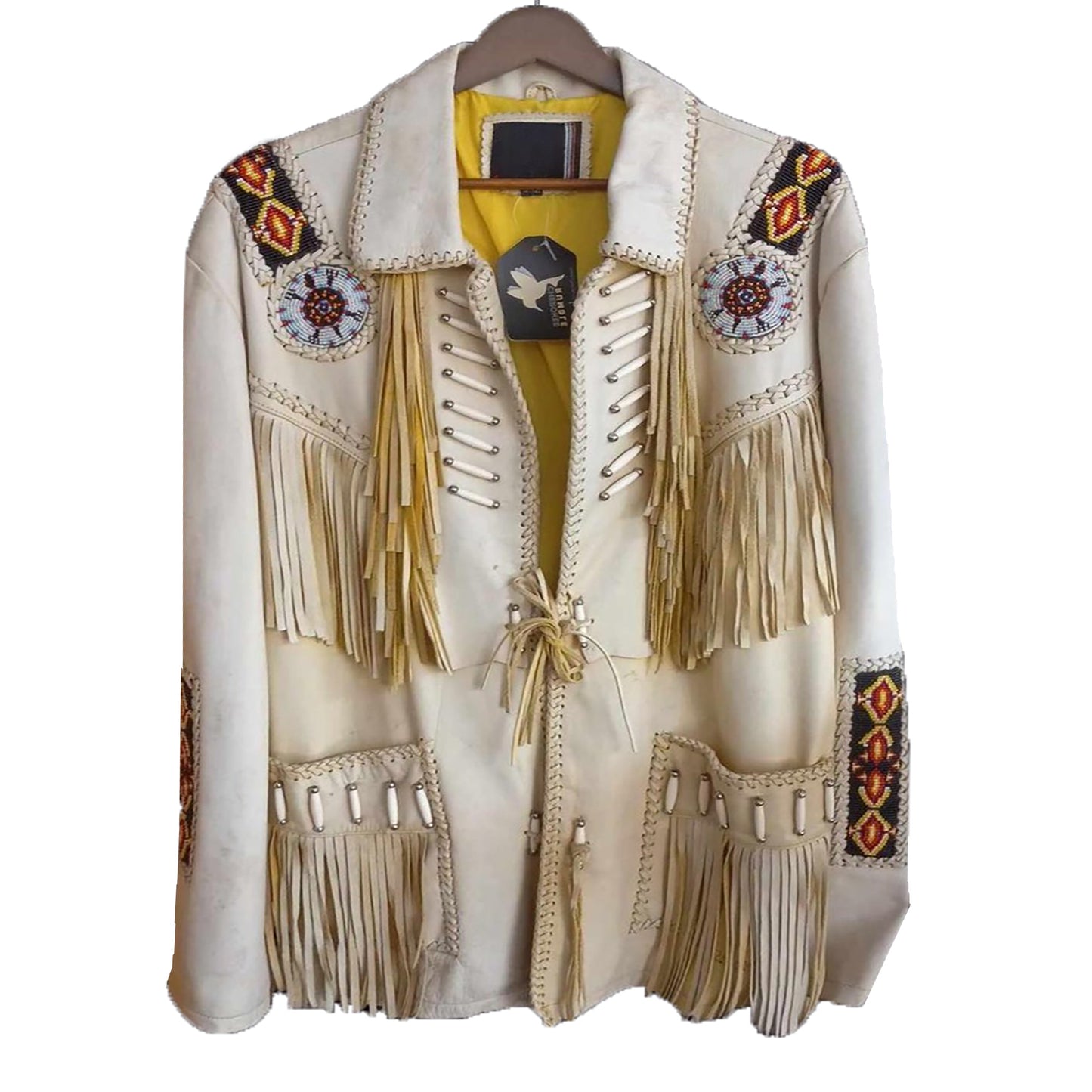 Native American Fringe Leather Jacket | Handmade | New with Tags