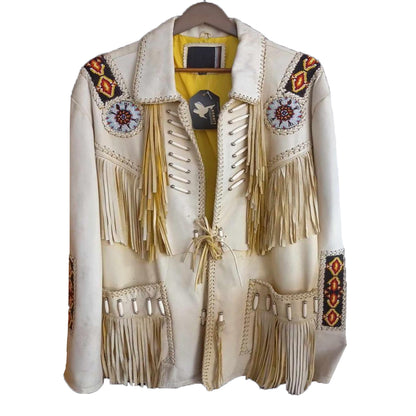 Native American Fringe Leather Jacket | Handmade | New with Tags